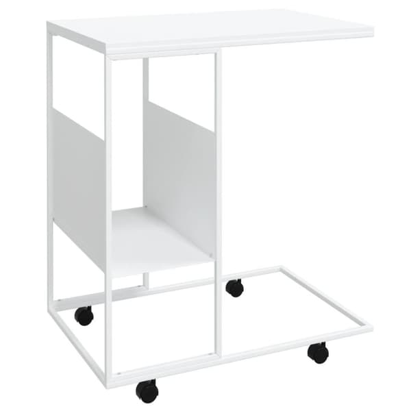 vidaXL Sidobord med hjul vit 55x36x63,5 cm konstruerat trä