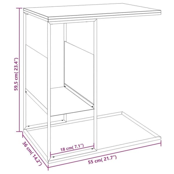 vidaXL Sidebord hvit 55x36x59,5 cm konstruert tre