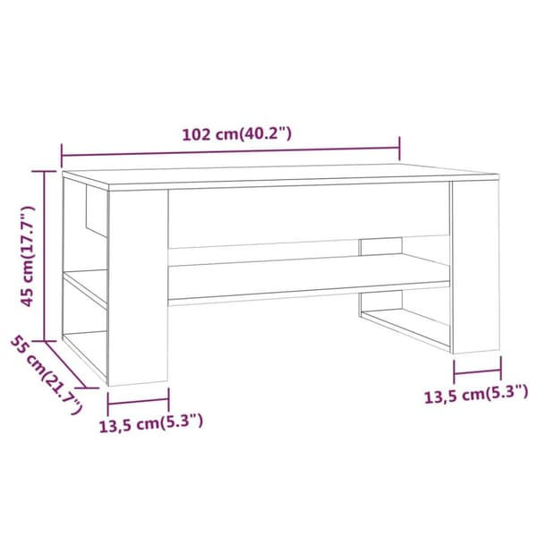 vidaXL Salongbord sonoma eik 102x55x45 cm konstruert tre