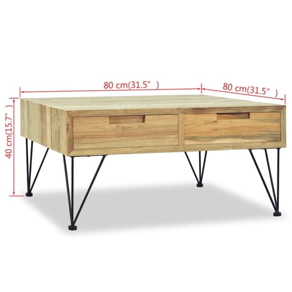 vidaXL sofabord 80 x 80 x 40 cm massivt teaktræ