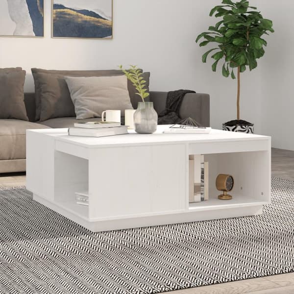 vidaXL sofabord 100x101x40,5 cm massivt fyrretræ hvid