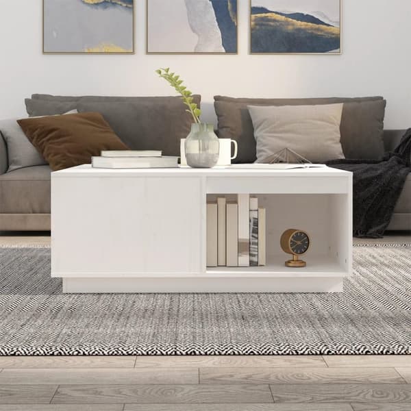 vidaXL sofabord 100x101x40,5 cm massivt fyrretræ hvid