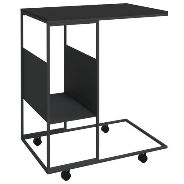 vidaXL sidebord med hjul 55x36x63,5 cm konstrueret træ sort