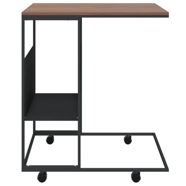 vidaXL Sidobord med hjul svart 55x36x63,5 cm konstruerat trä