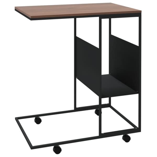 vidaXL Sidobord med hjul svart 55x36x63,5 cm konstruerat trä