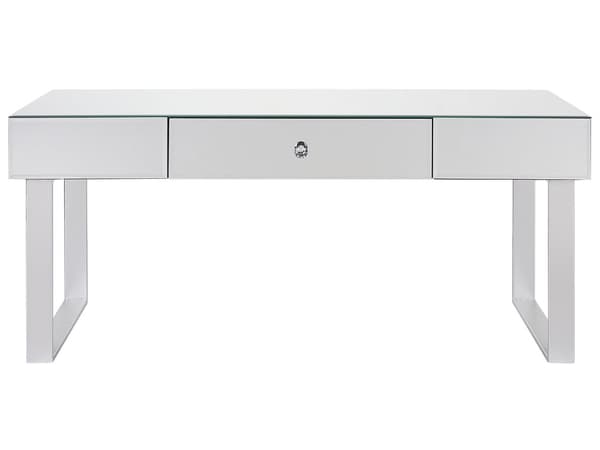 Yöpöytä hopea peililasi 110 x 47 cm säilytystila kristallivetimet laatikkoa glamour tyyli