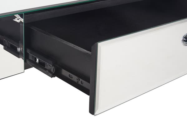Yöpöytä hopea peililasi 110 x 47 cm säilytystila kristallivetimet laatikkoa glamour tyyli