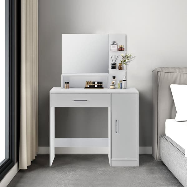 Sminkbord - sminkbord - med spegel - 90x38x137,5 cm - vit