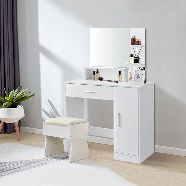 Sminkbord - sminkbord - med spegel - 90x38x137,5 cm - vit