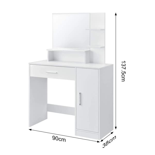 Sminkbord - sminkbord - med spegel - 90x38x137,5 cm - vit