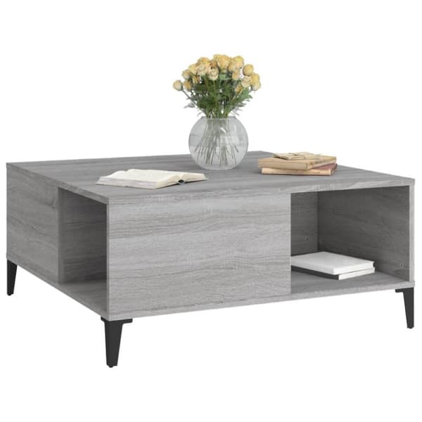 vidaXL sofabord 80x80x36,5 cm konstrueret træ grå sonoma-eg