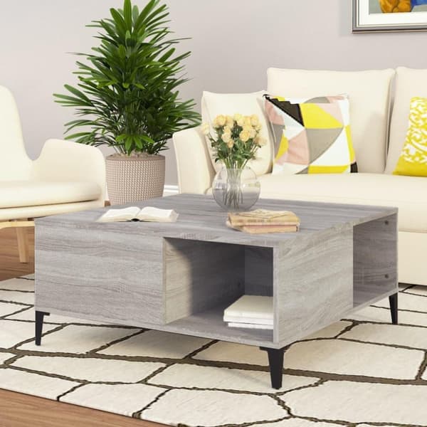 vidaXL sofabord 80x80x36,5 cm konstrueret træ grå sonoma-eg