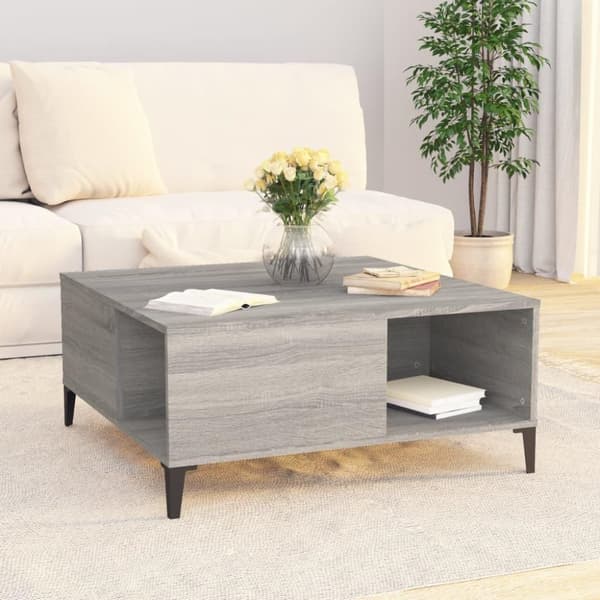 vidaXL sofabord 80x80x36,5 cm konstrueret træ grå sonoma-eg