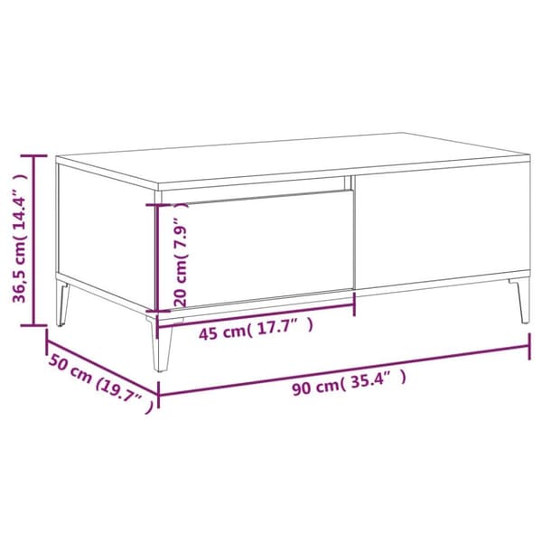 vidaXL sofabord 90x50x36,5 cm konstrueret træ grå sonoma-eg