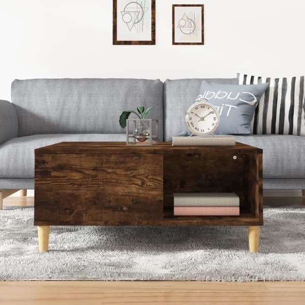 vidaXL sofabord 80x80x36,5 cm konstrueret træ røget egetræsfarve