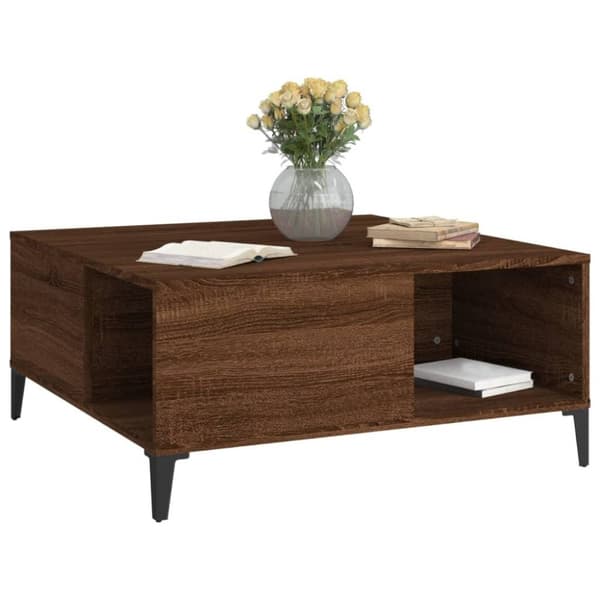 vidaXL Sohvapöytä ruskea tammi 80x80x36,5 cm tekninen puu