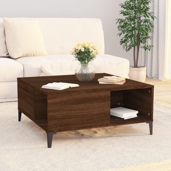 vidaXL Sohvapöytä ruskea tammi 80x80x36,5 cm tekninen puu