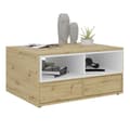 Miniatyrbillede 2 af 7: FMD sofabord med 2 åbne rum 91,8x71,5x45 cm hvid og egetræsfarve