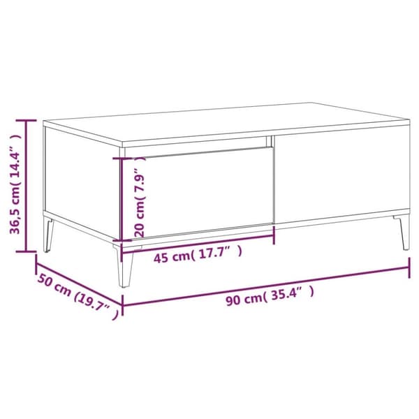 vidaXL Soffbord rökfärgad ek 90x50x36,5 cm konstruerat trä