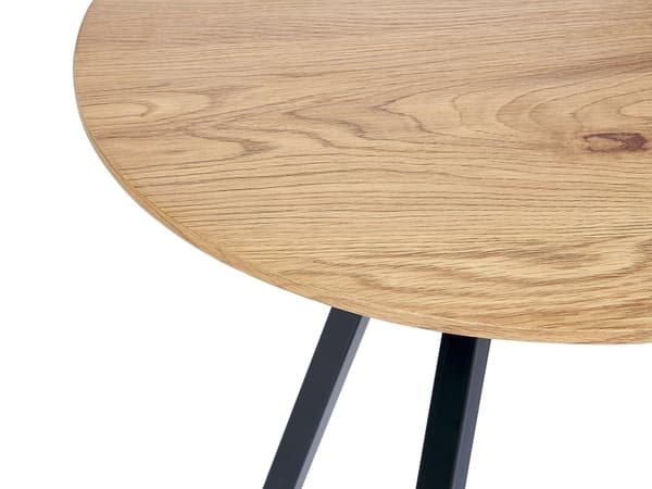 Sivupöytä vaalea puu musta 50 x 46 x 50 cm MDF metalli pyöreä muovitassut moderni industriaalinen