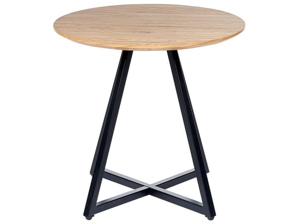 Sivupöytä vaalea puu musta 50 x 46 x 50 cm MDF metalli pyöreä muovitassut moderni industriaalinen