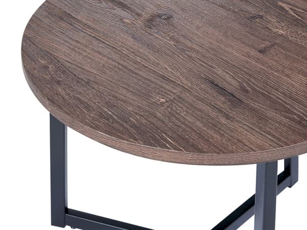 Sivupöytä tumma puu musta 50 x 43 x 50 cm MDF metalli pyöreä muovitassut moderni industriaalinen