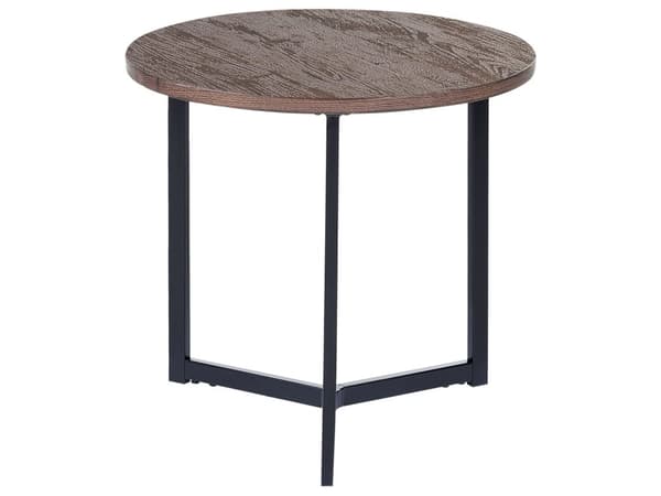 Sivupöytä tumma puu musta 50 x 43 x 50 cm MDF metalli pyöreä muovitassut moderni industriaalinen