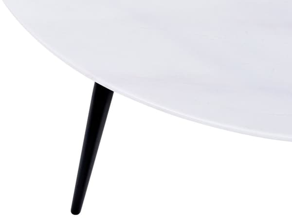 Sohvapöytä valkoinen musta 79 x 40 x 79 cm MDF metalli marmorikuvio pyöreä moderni glamour