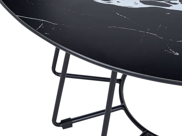 Sofabord Svart Metall ø 80 cm Marmoreffekt Rund form Glamorøst design Moderne Stue