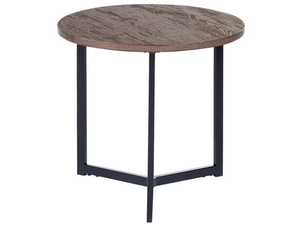 Sidebord Mørk Træ Top Sorte Ben Industriel Moderne Stue Soveværelse