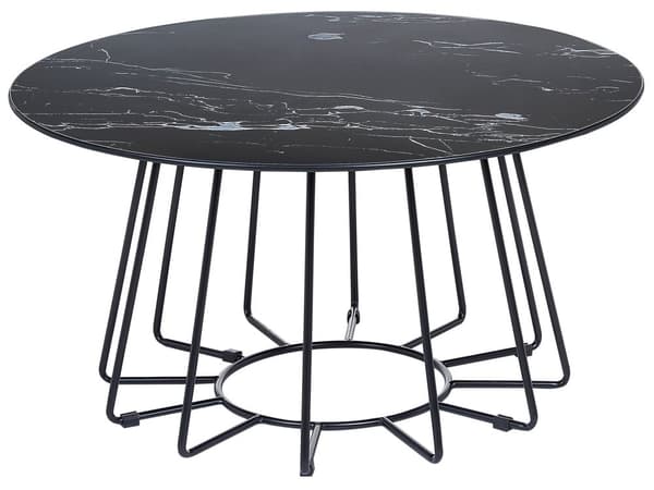 Sofabord Sort Bordplade Metal Base Marmor Finish Glamorøst Design