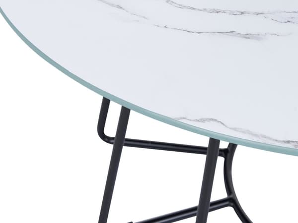 Sofabord Hvid Bordplade Metal Base Marmor Finish Glamorøst Design