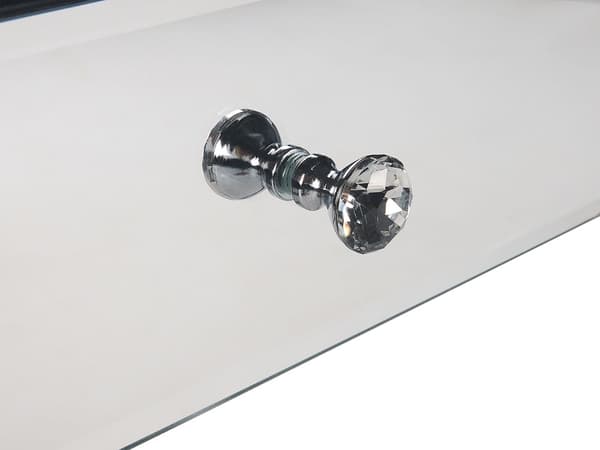 Salongbord Sølv Glass Speilet med Skuff 110 x 47 cm Falsk Krystall Knott Metall Sled Base Glam