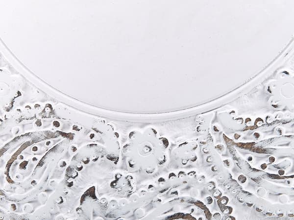 Sidobord Off-white med Snidat Mönster Sliten Finish Vardagsrum Hall Rustik Orientalisk Design
