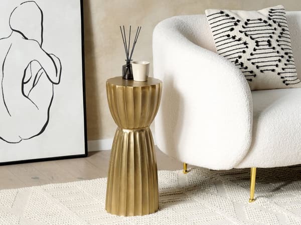 Sidebord Guld Aluminium nødlidende søjleform Design 24 x 56 cm Moderne boligmøbler