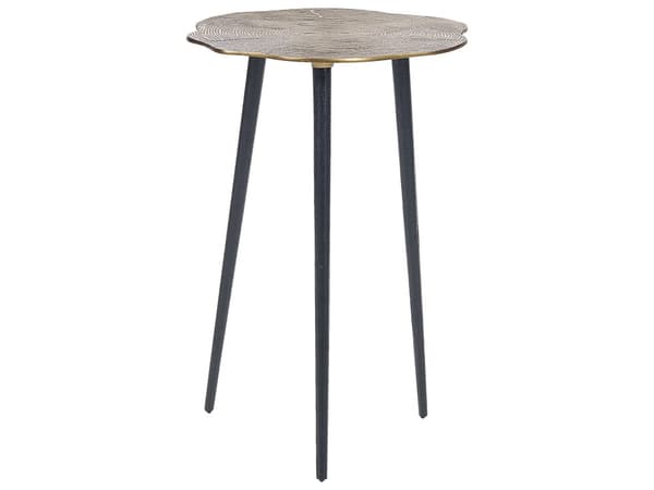 Sidebord Guld og Sort Metal Aluminium Top Rund 33 x 48 cm Retro boligindretning