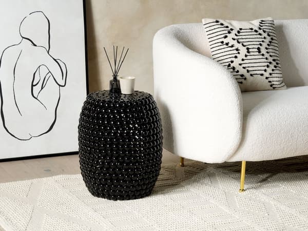 Sivupöytä musta 62 x 51 x 62 cm muovi rauta ovaali käsintehty moderni glamour