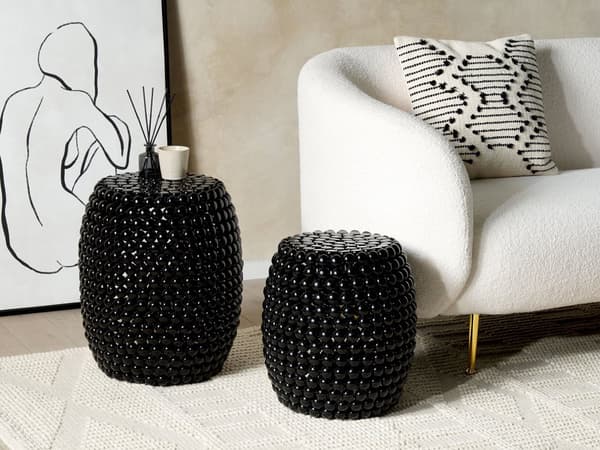 Sivupöytä musta 45 x 40 x 45 cm muovi rauta ovaali käsintehty moderni glamour