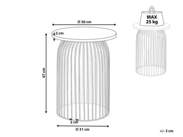 Sidebord Lyst og sort mangotræ og aluminium Dekorativt sofabord Lille stuemøbel