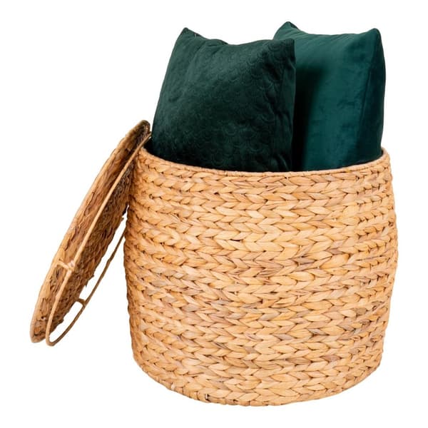 Delia hjørnebord Ø43cm med lagring natur.