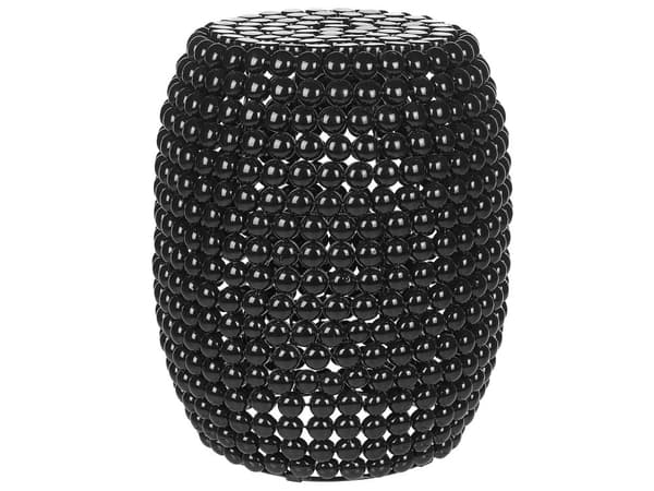 Sidebord Sort Jernplastik 32 x 32 x 51 cm Accent Endebord Tromle Oval Form Moderne Stue