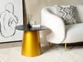 Miniatyrbillede 2 af 7: Sidebord Sort Guld Metal 56 x 56 x 48 cm Accent Endebord Pulverlakeret Glamourøs Stue
