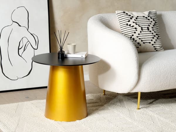 Sidebord Sort Guld Metal 56 x 56 x 48 cm Accent Endebord Pulverlakeret Glamourøs Stue