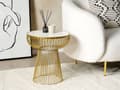 Miniatyrbillede 2 af 6: Sidebord Hvid Marmorplade Guld Metalstel 41 x 41 cm Rund Glam Moderne Stue Soveværelse