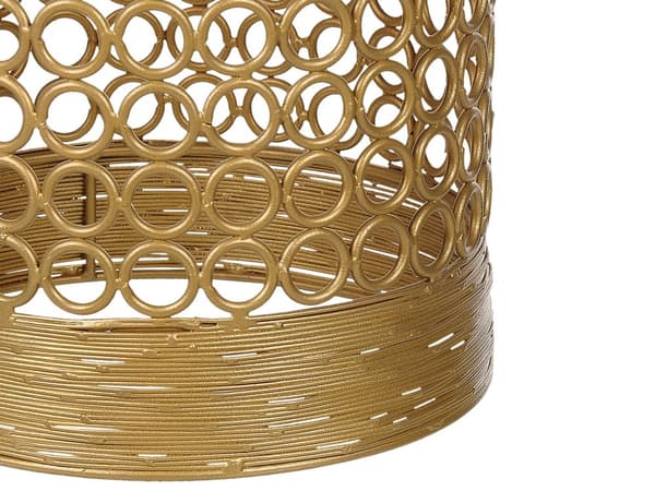 Sidebord Lyst Træ og Guld Mango Top Metal Rund Geometrisk Form Moderne Endebord