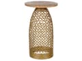 Miniatyrbillede 1 af 6: Sidebord Lyst Træ og Guld Mango Top Metal Rund Geometrisk Form Moderne Endebord