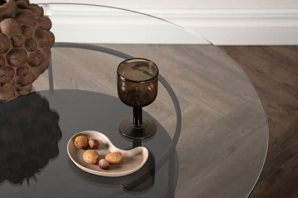Bovall sofabord Ø90cm sort, glas.