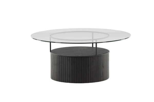 Bovall sofabord Ø90cm svart, glass.