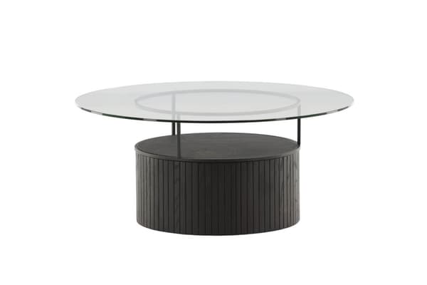 Bovall sofabord Ø90cm svart, glass.