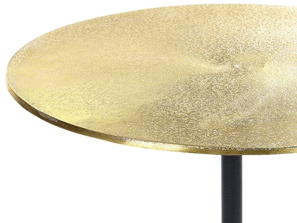 Sidobord Guld med Svarta Ben Aluminium Rund Topp Dekorativ Modern Minimalistisk Vardagsrum Hall